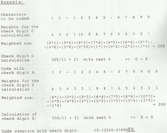 Code 11 檢查位元計算